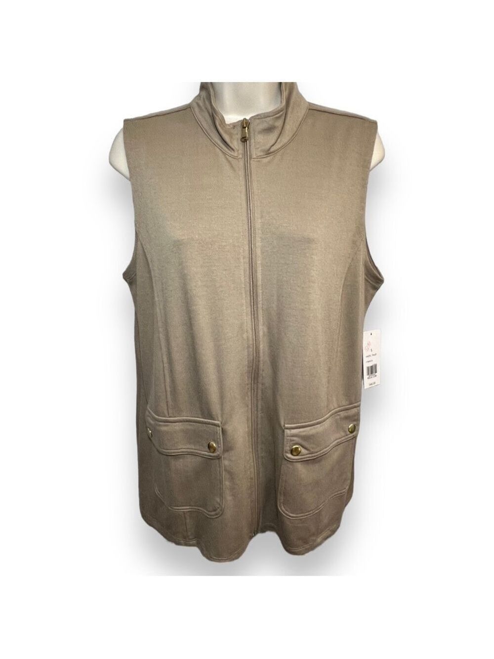 Kim Rogers Women’s Full Zip Vest Hazel Taupe Size Small